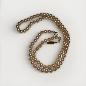 Vintage Hand Knotted Faux Pearl Necklace Champagne Glass Beads Quiet Luxury